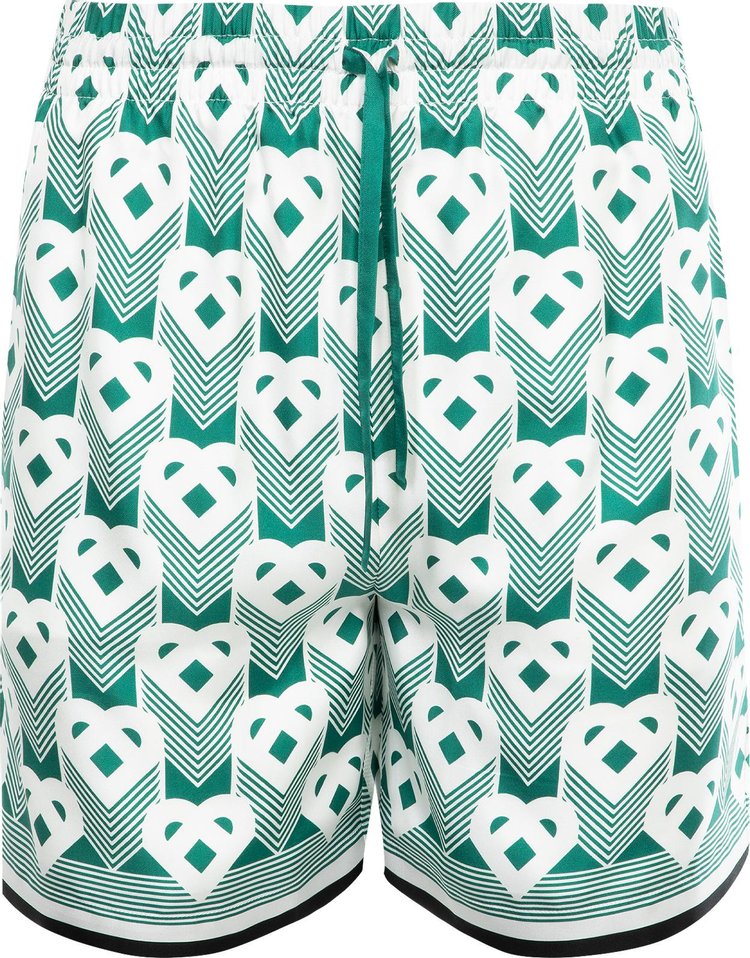 Casablanca Silk Shorts With Drawstring 'Heart Monogram Sport'