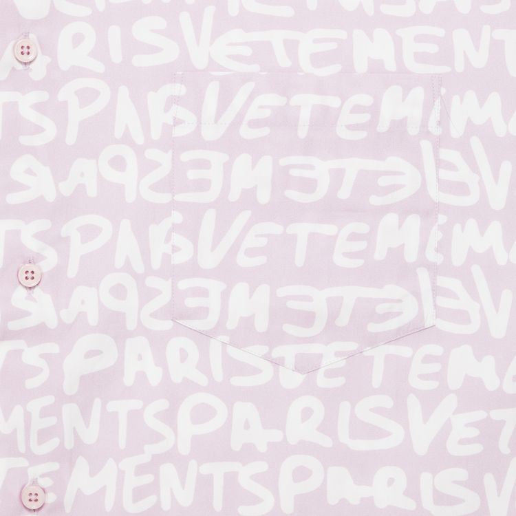 Vetements Short Sleeve Grafitti Print Shirt PinkWhite