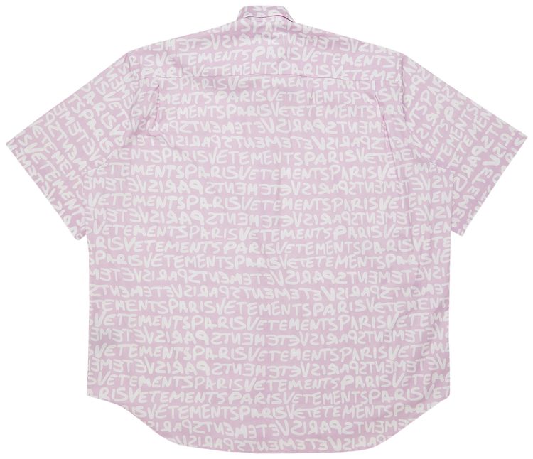 Vetements Short Sleeve Grafitti Print Shirt PinkWhite
