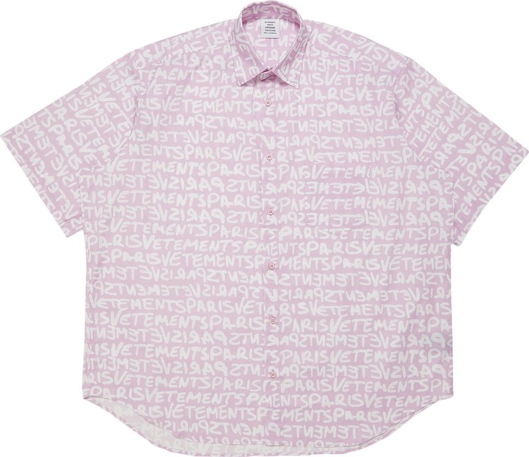 Vetements Short-Sleeve Grafitti Print Shirt 'Pink/White'