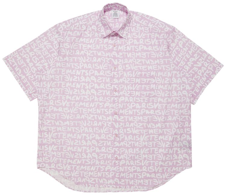 Vetements Short Sleeve Grafitti Print Shirt PinkWhite