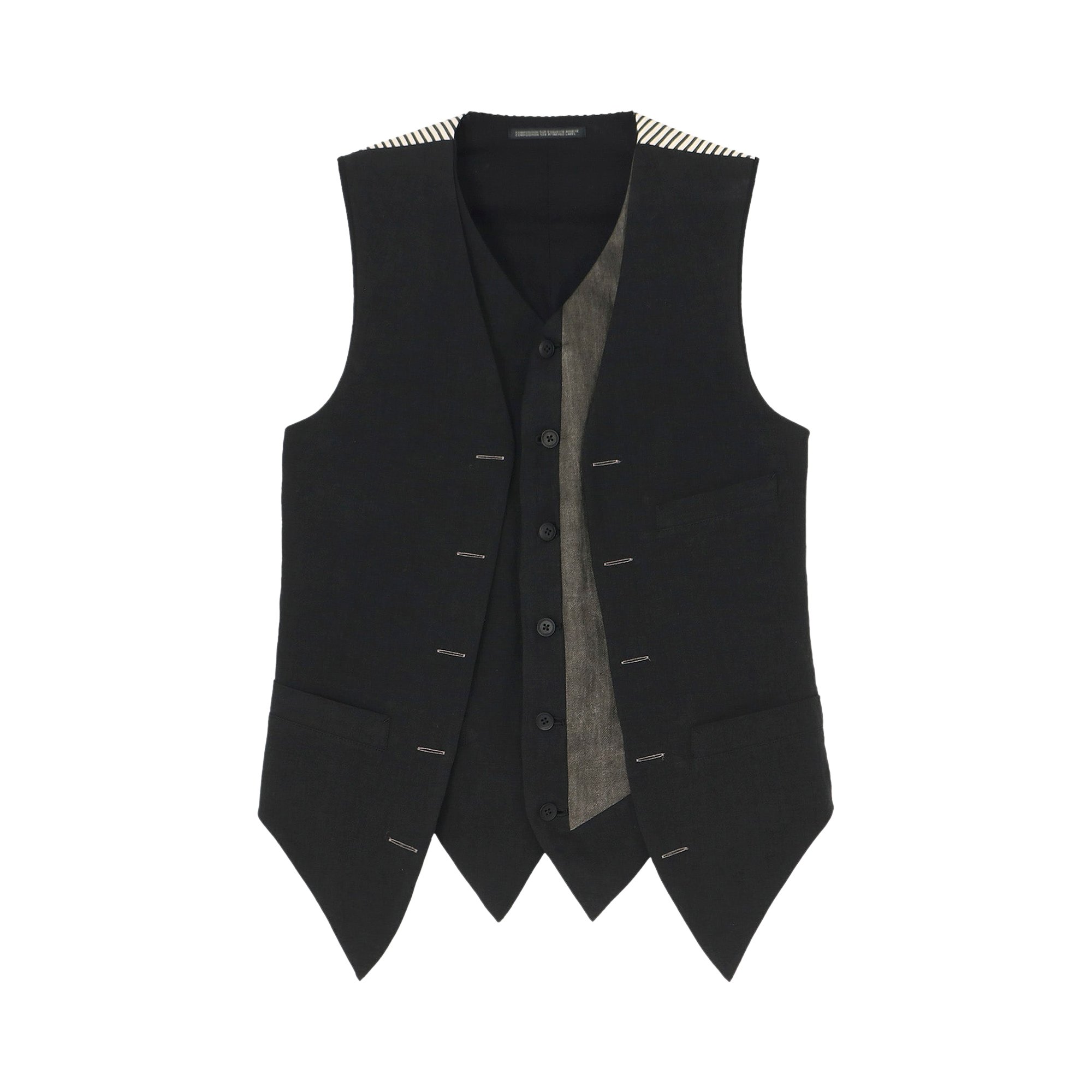 Buy Yohji Yamamoto Pour Homme Double Switching Vest 'Black' - HS