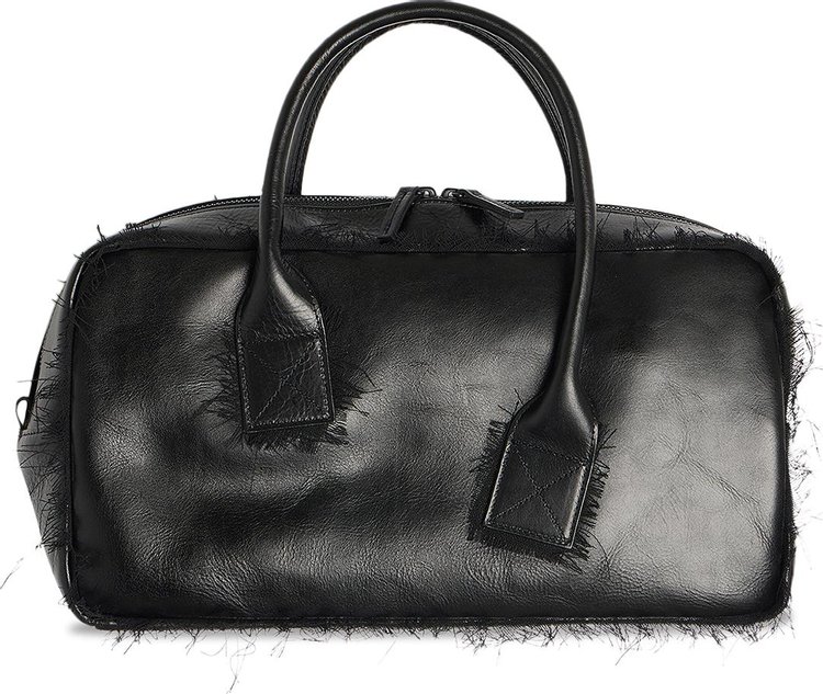 Ys Asymmetric Handle Boston Bag Black