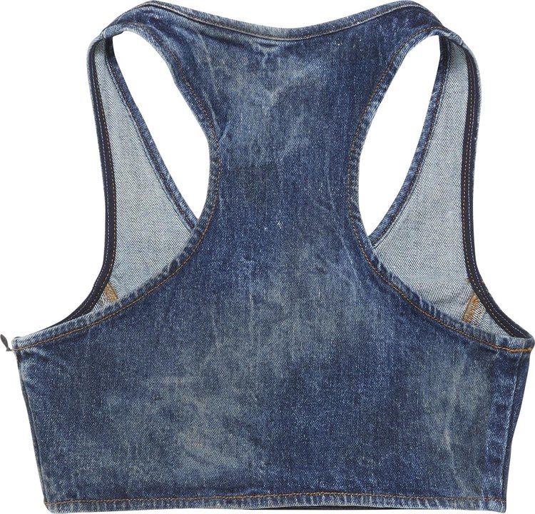 Diesel Denim Crystal Logo Cropped Top Blue