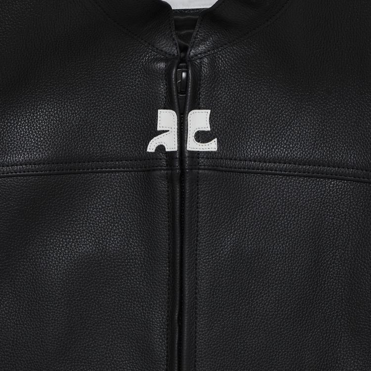 Courreges Scuba Leather Bomber Jacket Black