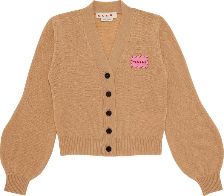 Marni Cashmere Logo Patch Cardigan 'Buttercream'