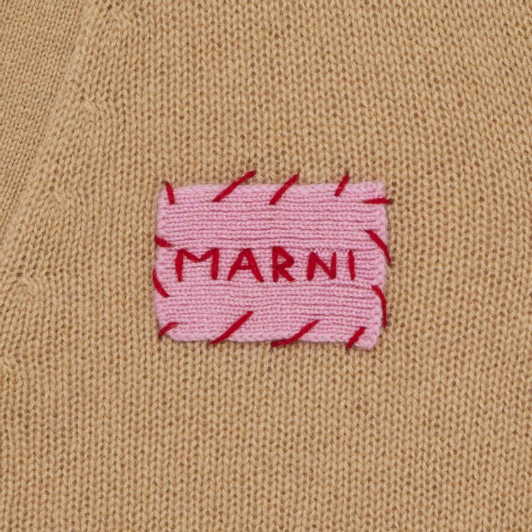 Marni Cashmere Logo Patch Cardigan Buttercream