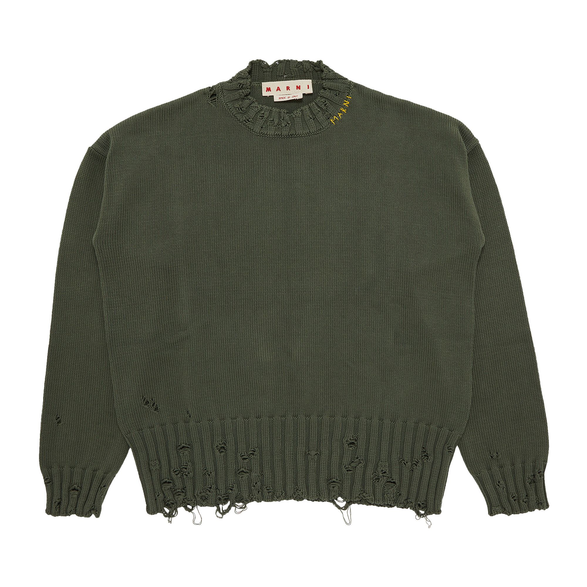 Buy Marni Distressed Finish Knit Jumper 'Leaf Green