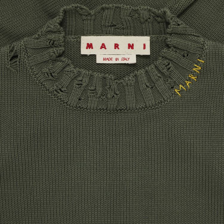 Marni Distressed Finish Knit Jumper Leaf Green