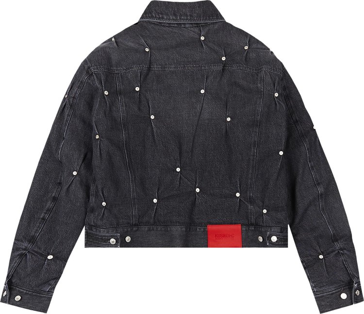 KUSIKOHC Multi Rivet Denim Padded Jacket Black