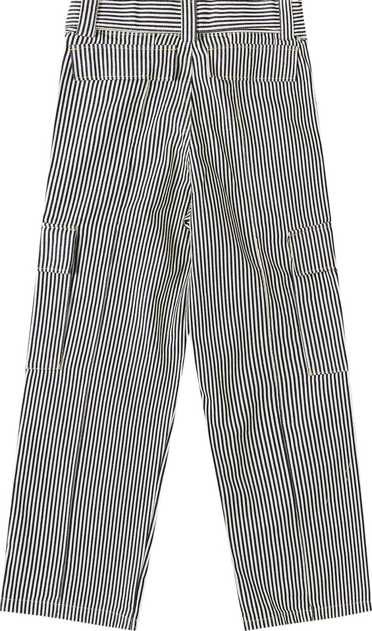 Kenzo Striped Straight Cut Genderless Cargo Jeans Rinse Blue Denim