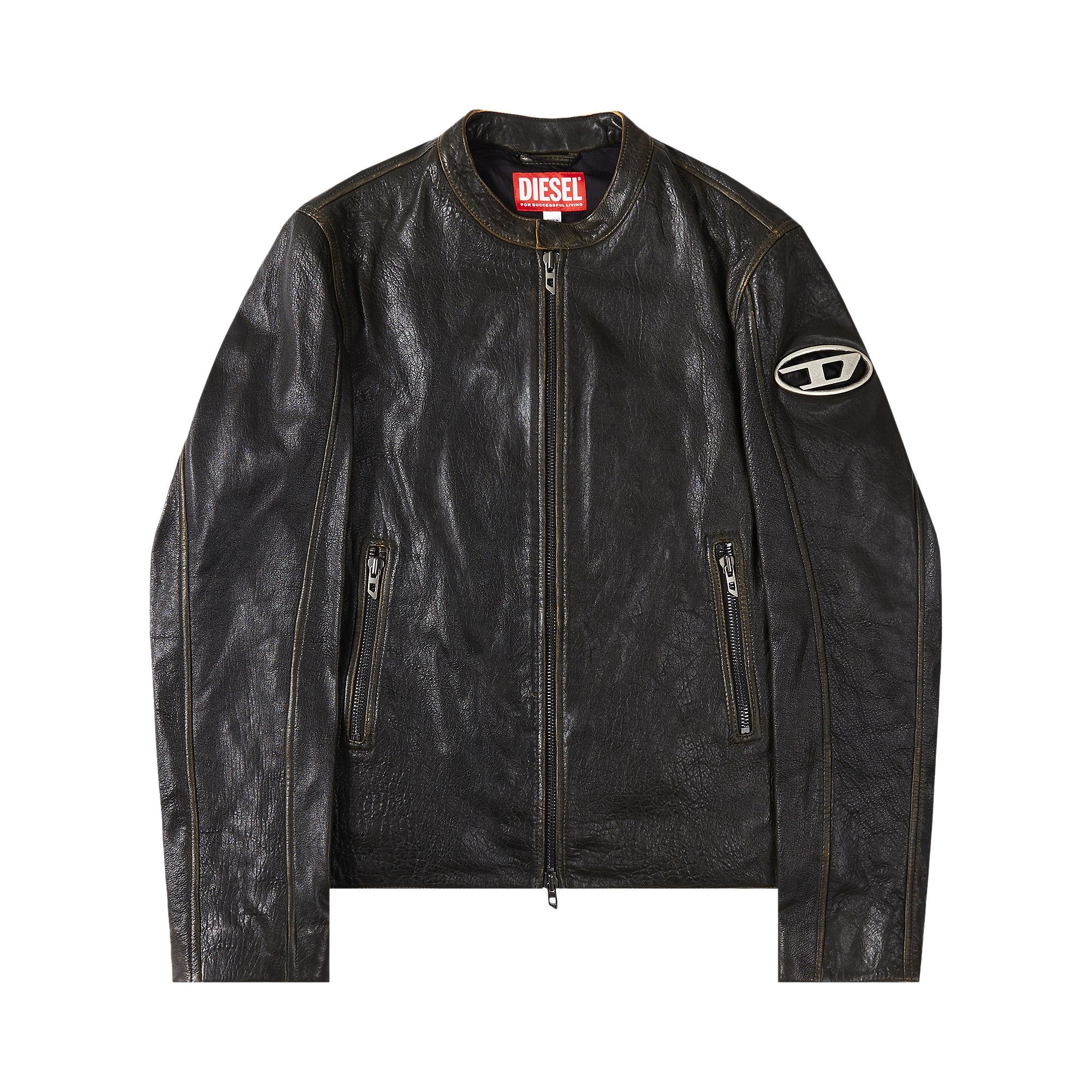 Buy Diesel L-Cobbe Moto Leather Jacket 'Black' - A11961 0CHAL 7BB