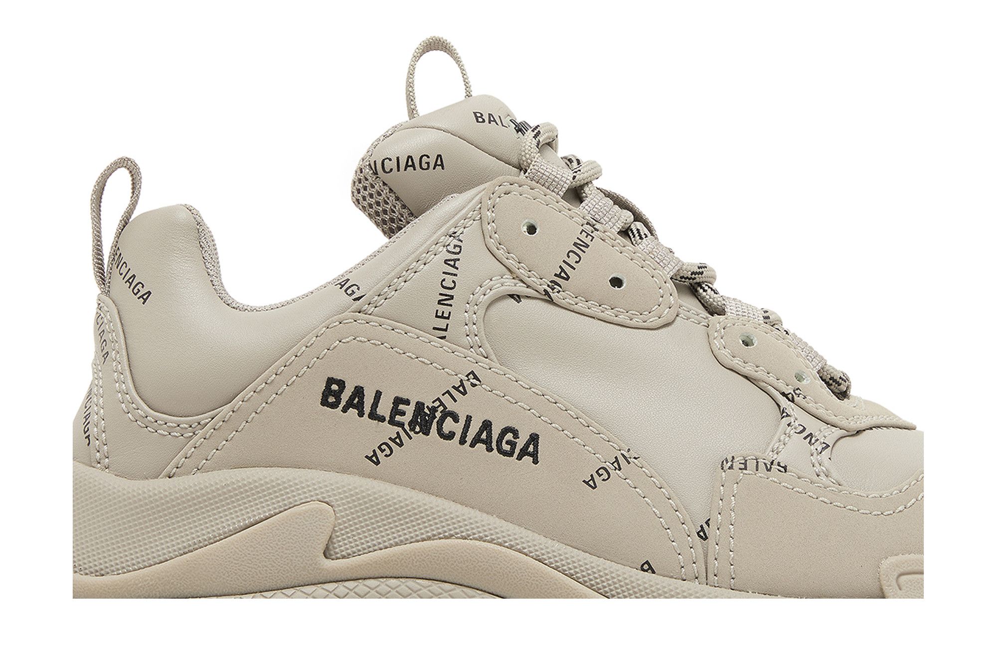 Size 6.0 Balenciaga Wmns Triple S Sneaker All Over Logo Beige