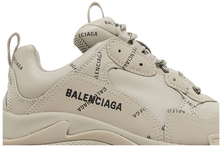Balenciaga Wmns Triple S Sneaker All Over Logo   Beige