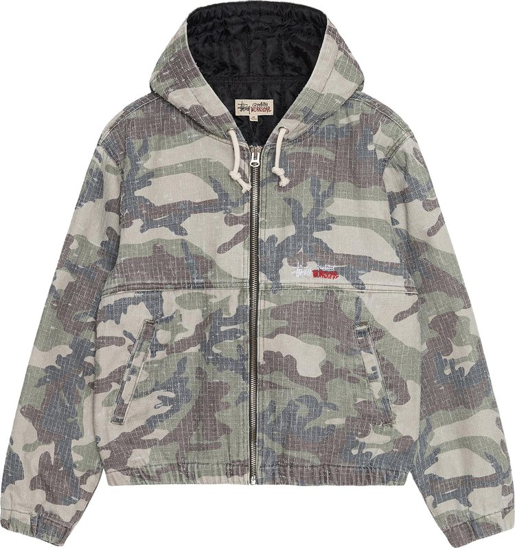 Stussy Needlepunch Work Jacket Woodland Camo