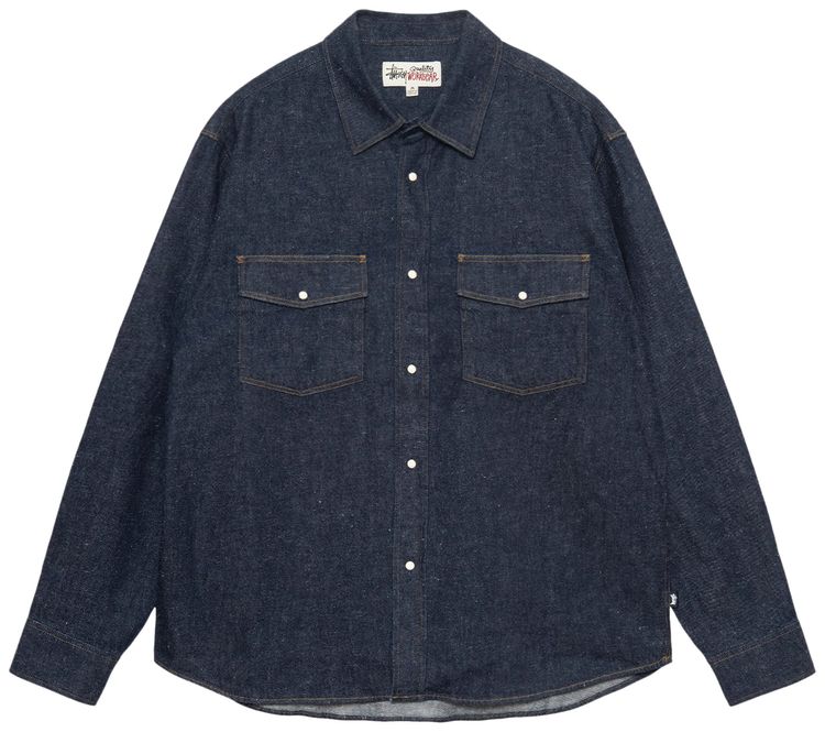 Stussy Boxy Western Denim Shirt Dark Denim