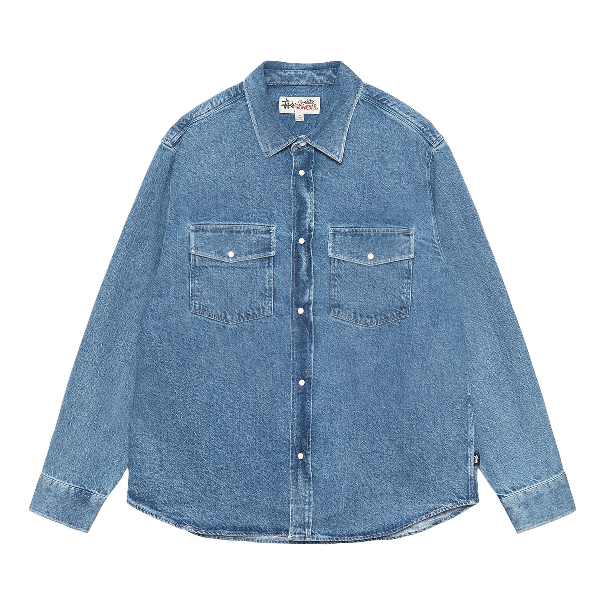 トップス stussy denim shirts Buy Stussy Boxy Western Denim Shirt 'Light Denim' - 1110320