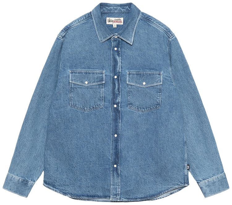 Stussy Boxy Western Denim Shirt Light Denim