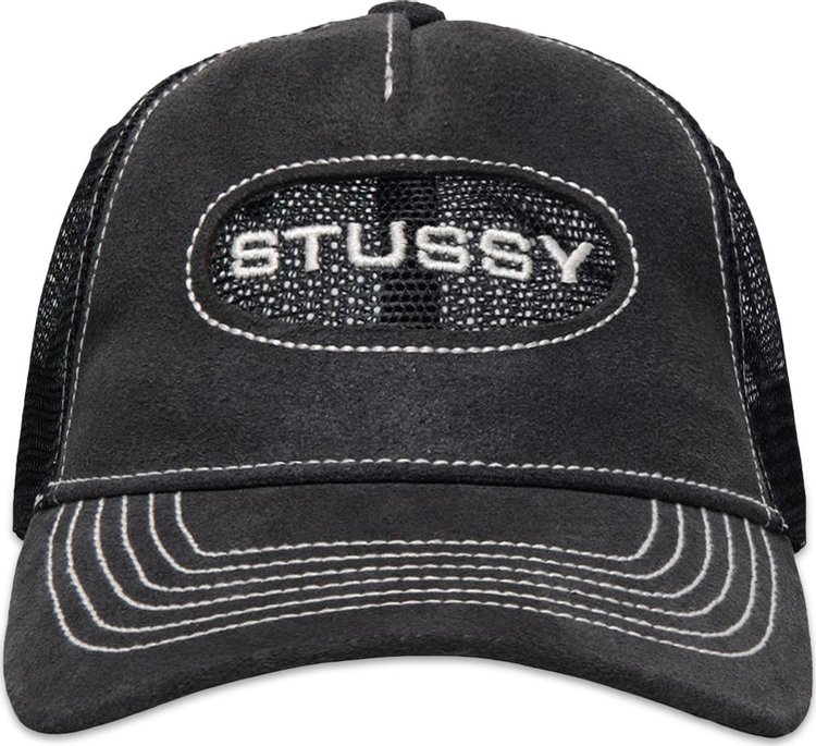 Stussy Low Pro Trucker Cut-Out Leather Snapback 'Black'