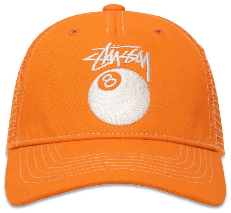 Stussy Low Pro Trucker 8 Ball Snapback Orange