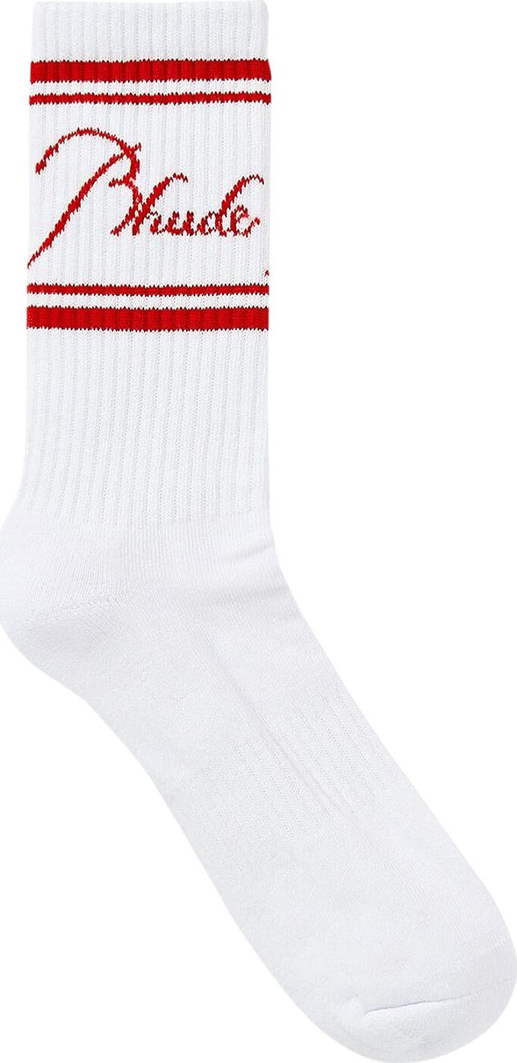 Rhude Script Logo Sock 'White/Red'