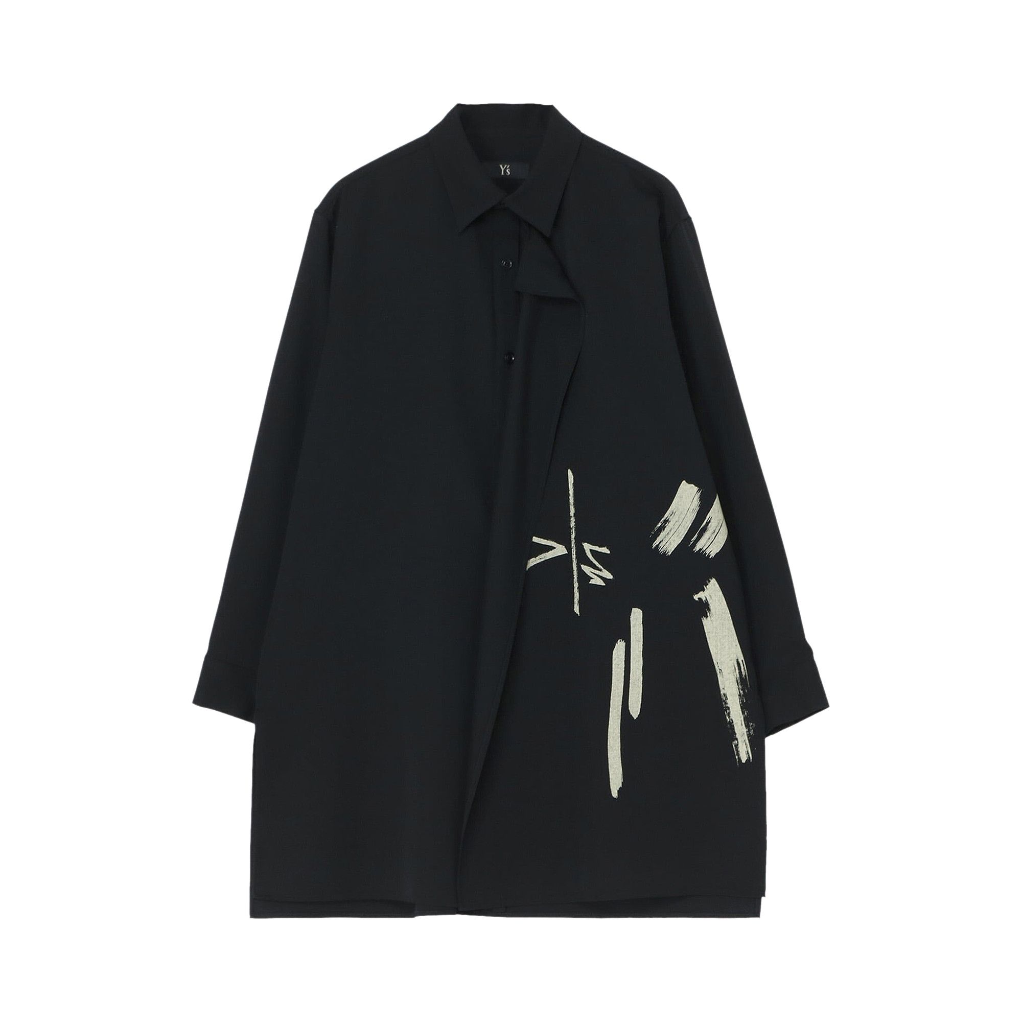 Buy Y's Wool Gabardine Test-Drawing Printed Left Flap Blouse
