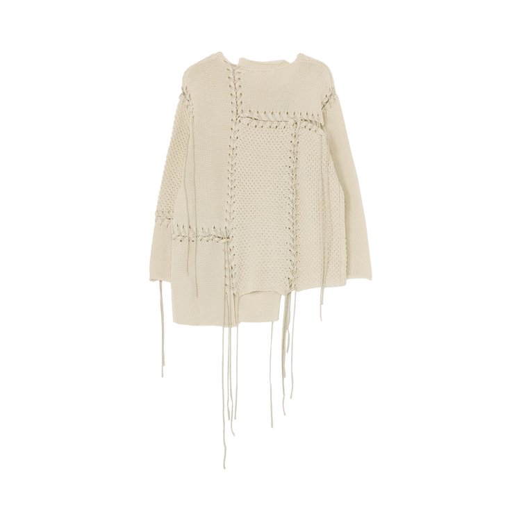 Ys Tuck Jersey Lace Up Long Pullover Off White