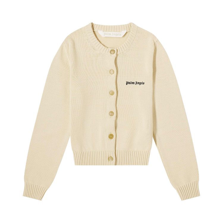 Palm Angels Classic Logo Fitted Cardigan Off White