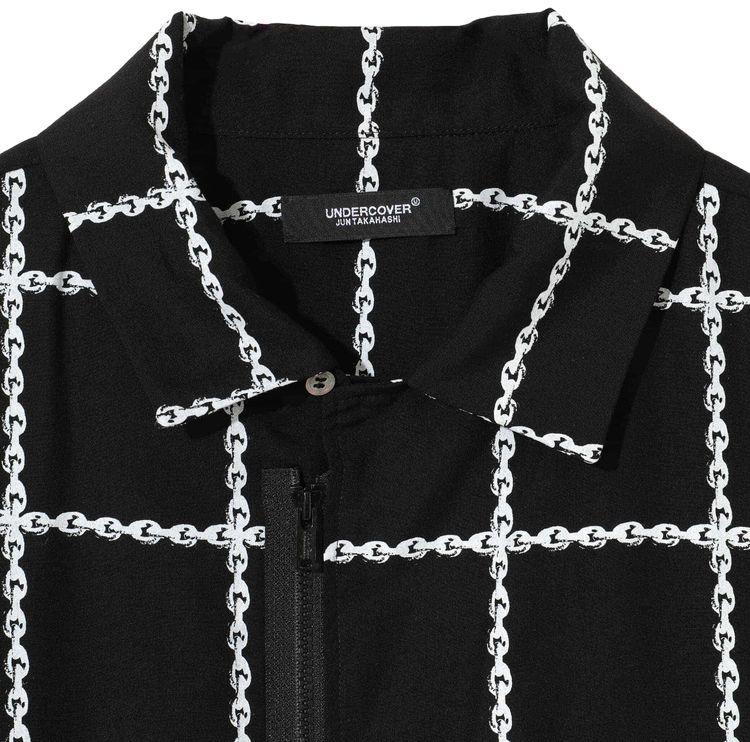 Undercover Striped Plaid Shirt Black