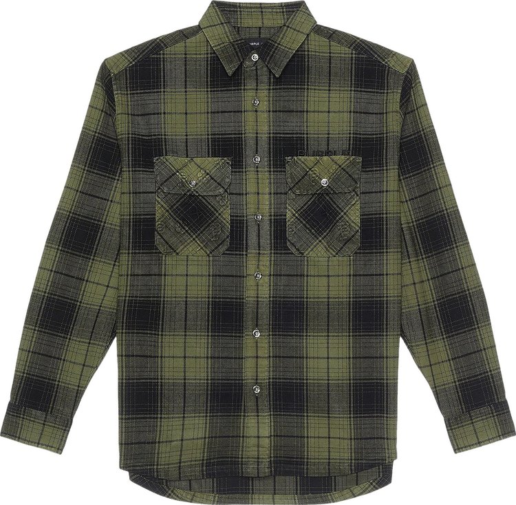 PURPLE BRAND Plaid Flannel Long-Sleeve Shirt 'Green'