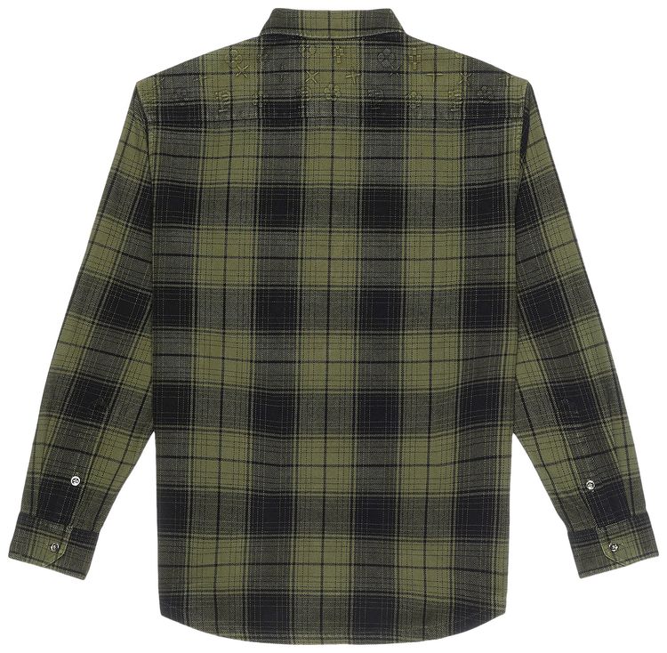 PURPLE BRAND Plaid Flannel Long Sleeve Shirt Green