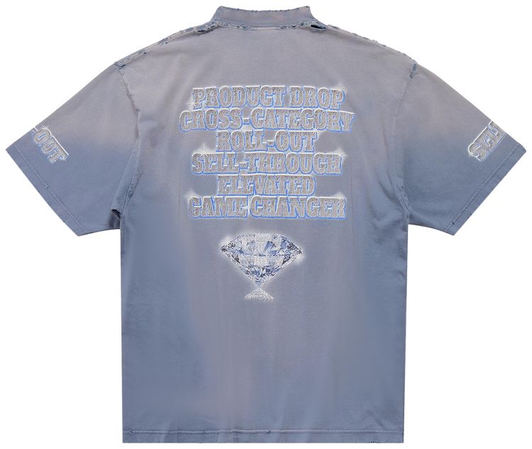 Balenciaga T Shirt Washed Blue