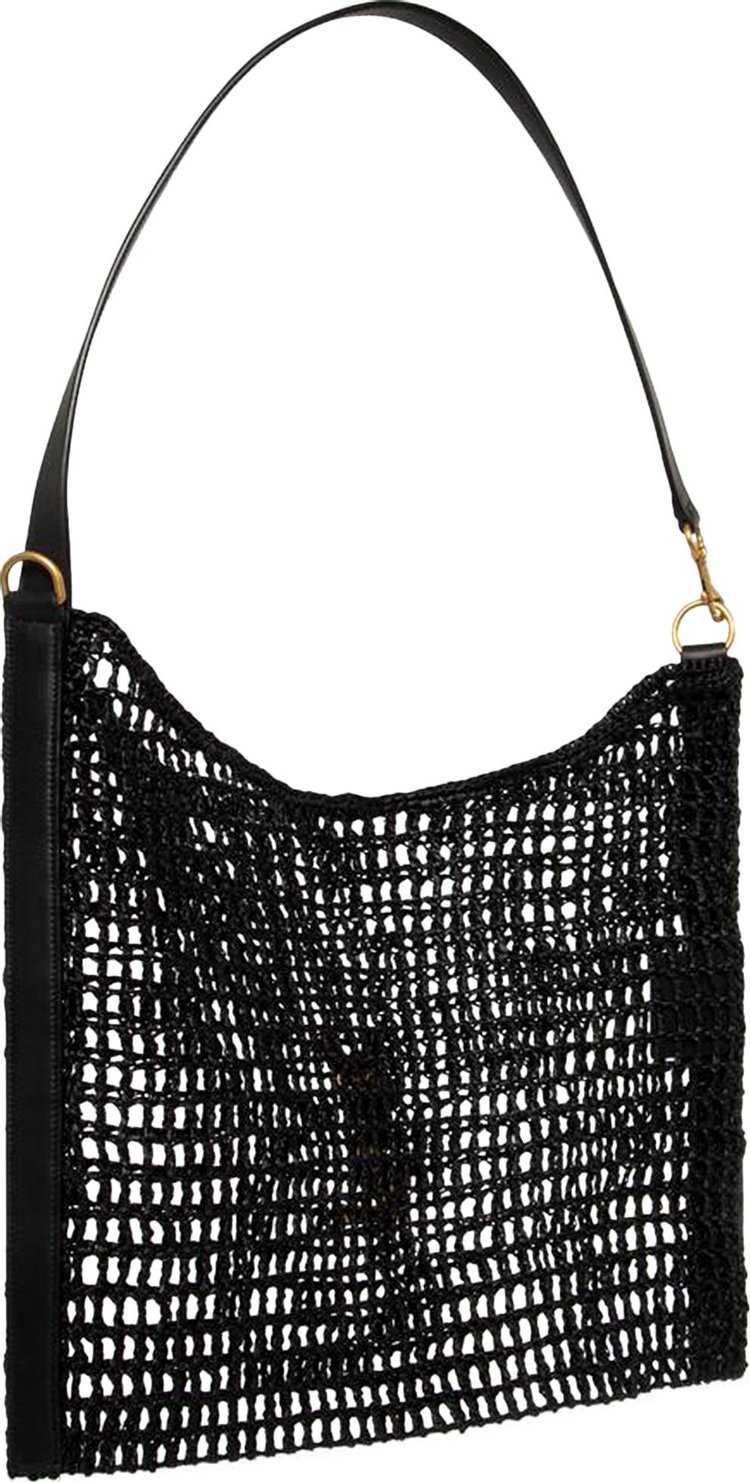 Saint Laurent Raffia Shoulder Bag Noir