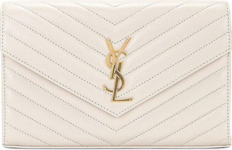 Saint Laurent Cassandre Chain Wallet Blanc Vintage