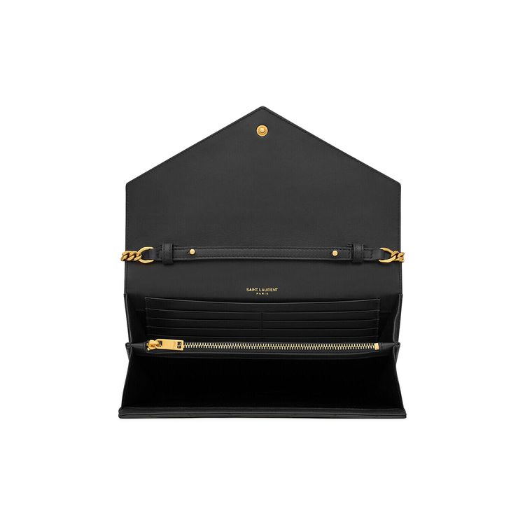 Saint Laurent Cassandre Chain Wallet Noir