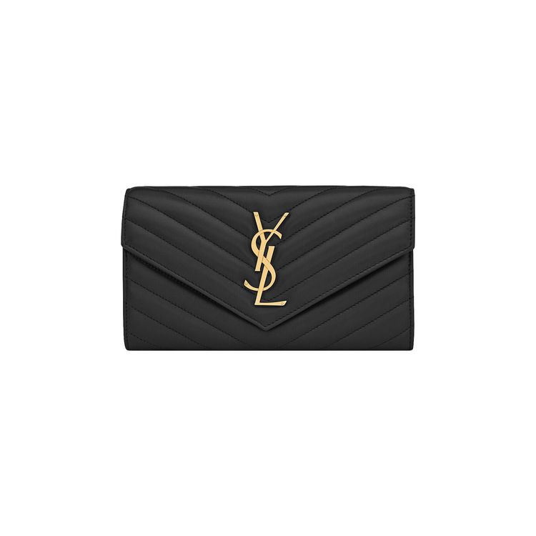 Saint Laurent Cassandre Matelasse Large Flap Wallet Noir