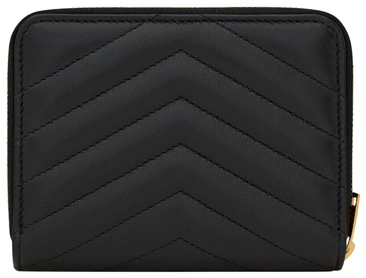 Saint Laurent Cassandre Matelasse Compact Zip Around Wallet Noir