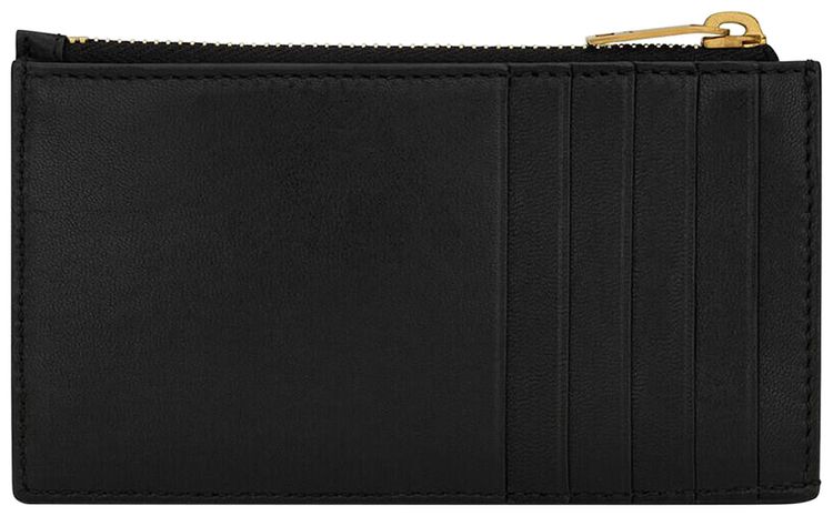 Saint Laurent Cassandre Matelasse Carre Zipped Fragments Card Case Nero