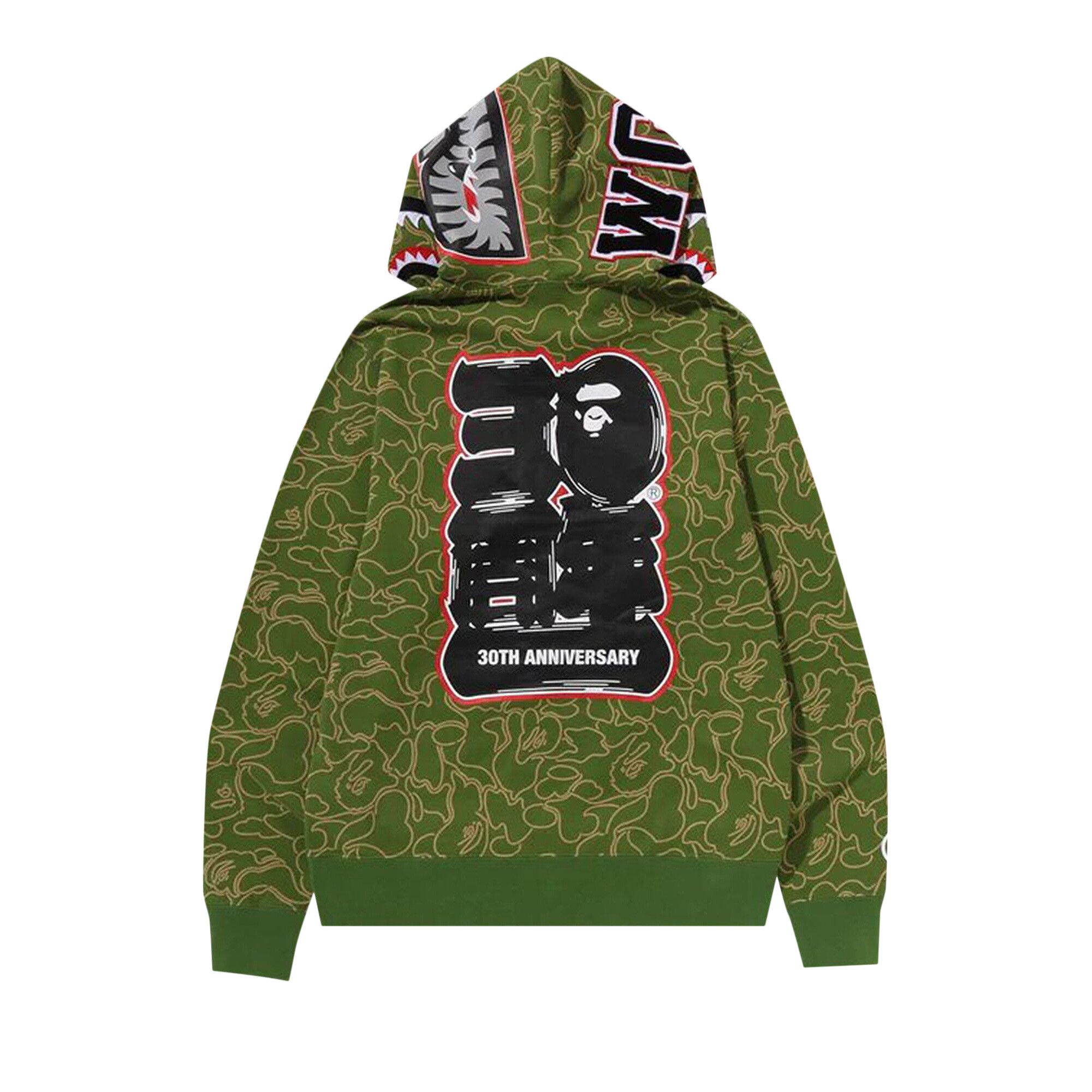 Buy BAPE 30th Anniversary Line Camo Shark Full Zip Hoodie Green 1J70 115 001 GREEN GOAT CA