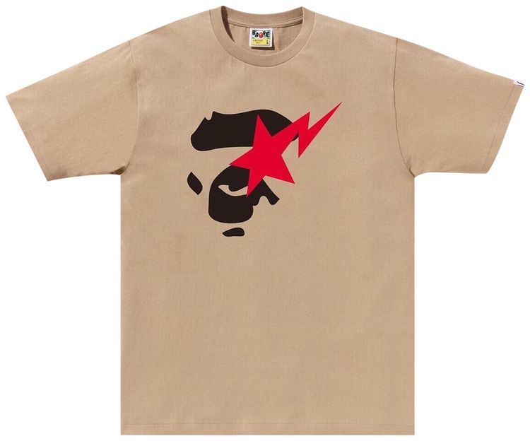 BAPE Ape Face Sta Tee Beige