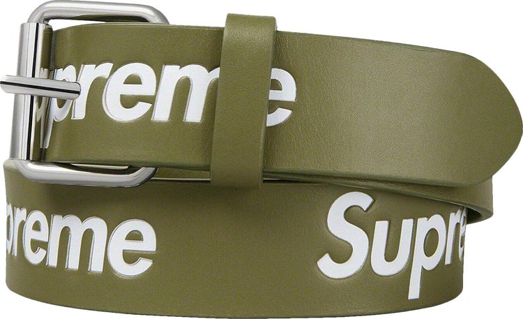 Supreme Repeat Leather Belt 'Olive'