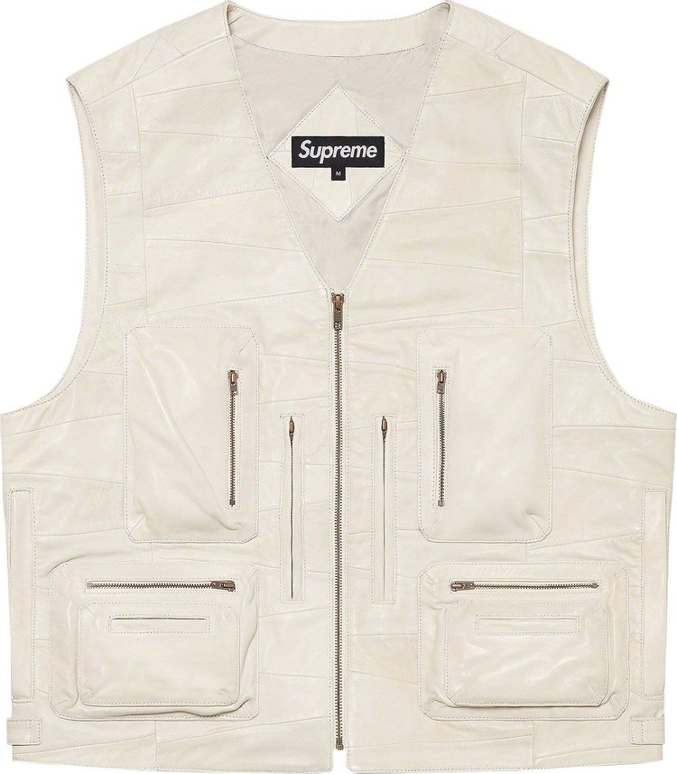 Supreme Patchwork Leather Cargo Vest 'White'