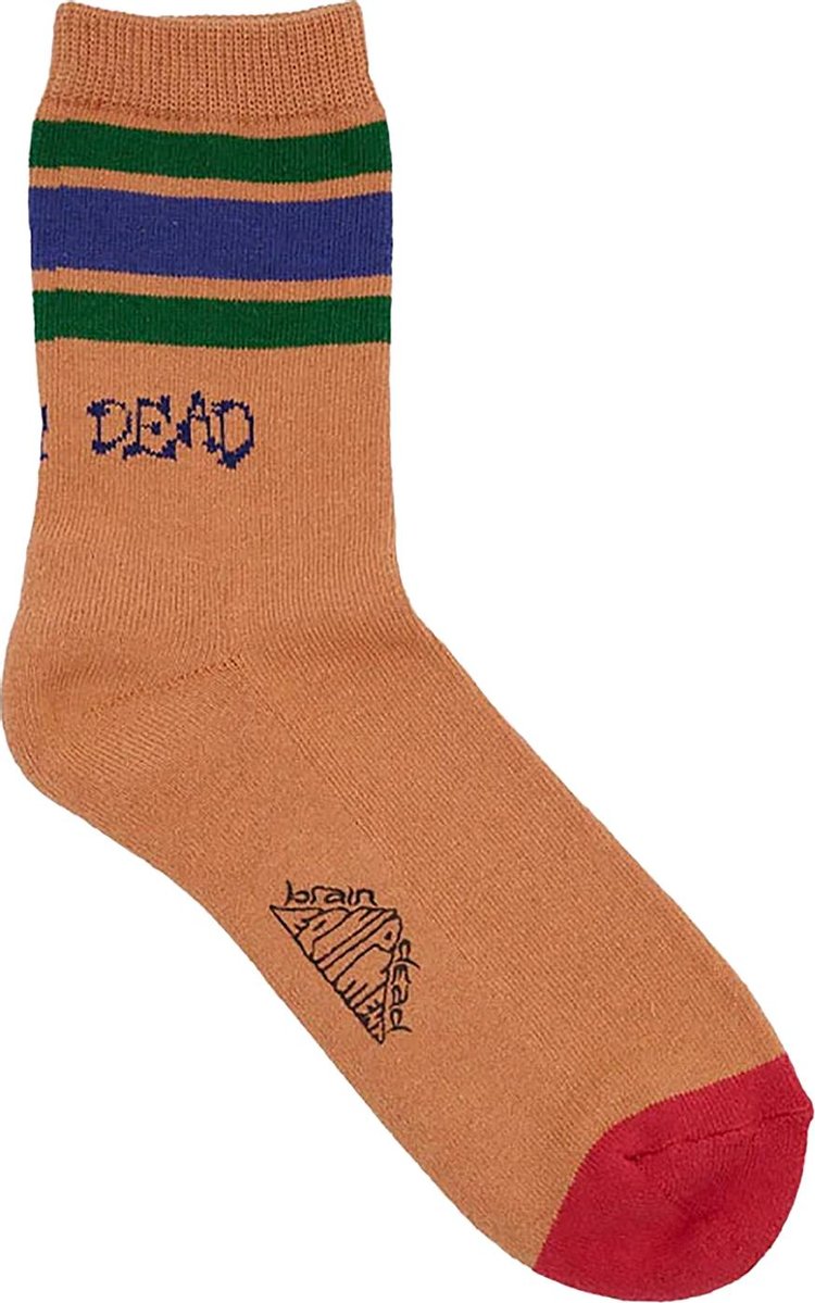 Brain Dead Logo Striped Quarter Sock Orange