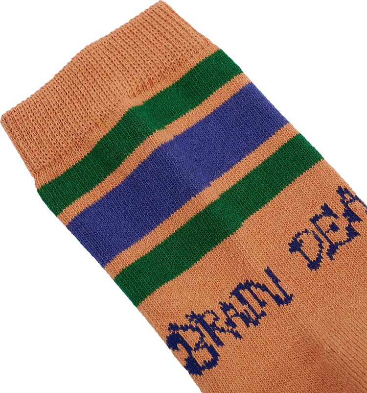 Brain Dead Logo Striped Quarter Sock Orange