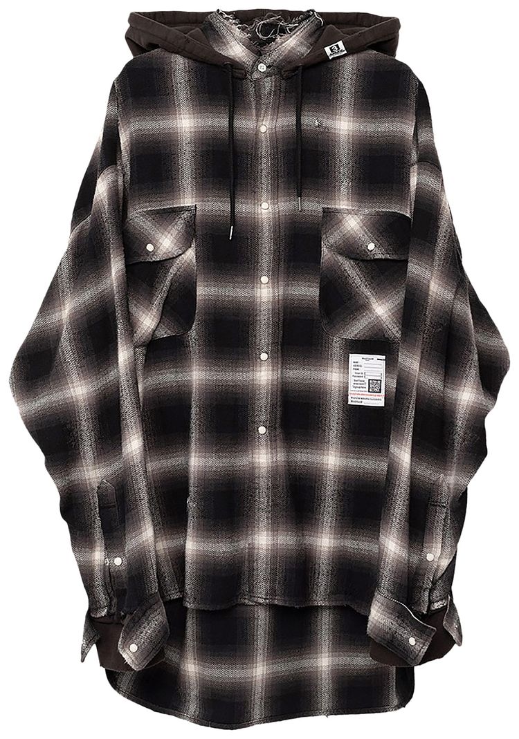 Maison Mihara Yasuhiro Hooded Check Shirt Black