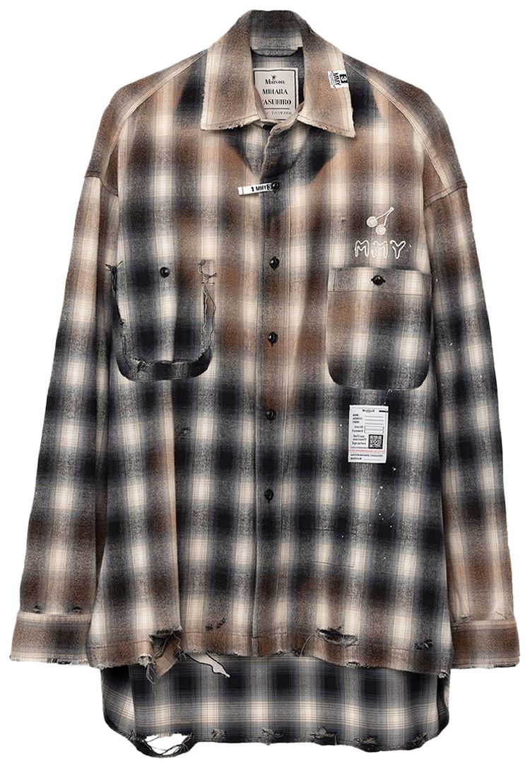 Maison Mihara Yasuhiro Vintage Like Check Long Sleeve Shirt Black