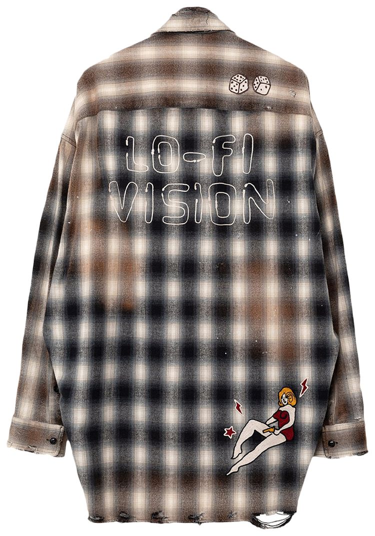 Maison Mihara Yasuhiro Vintage Like Check Long Sleeve Shirt Black