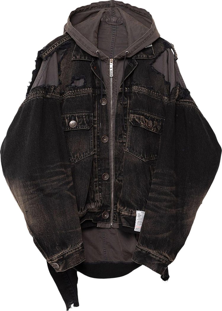 Maison Mihara Yasuhiro Double Layered Denim Hooded Jacket 'Black'