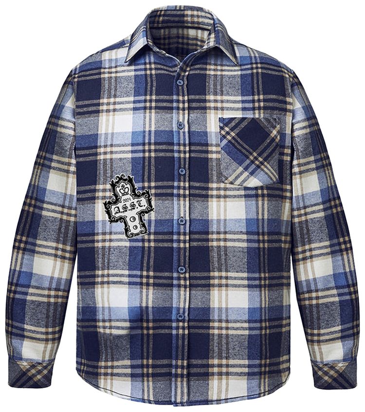 Anti Social Social Club Crown Flannel BlueEcru