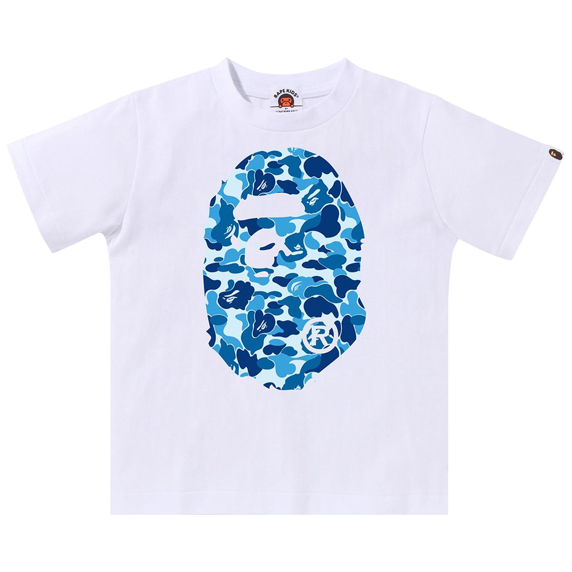 Buy BAPE Kids ABC Camo Big Ape Head Tee White Blue 1K30 310 006 WHITE BLUE GOAT